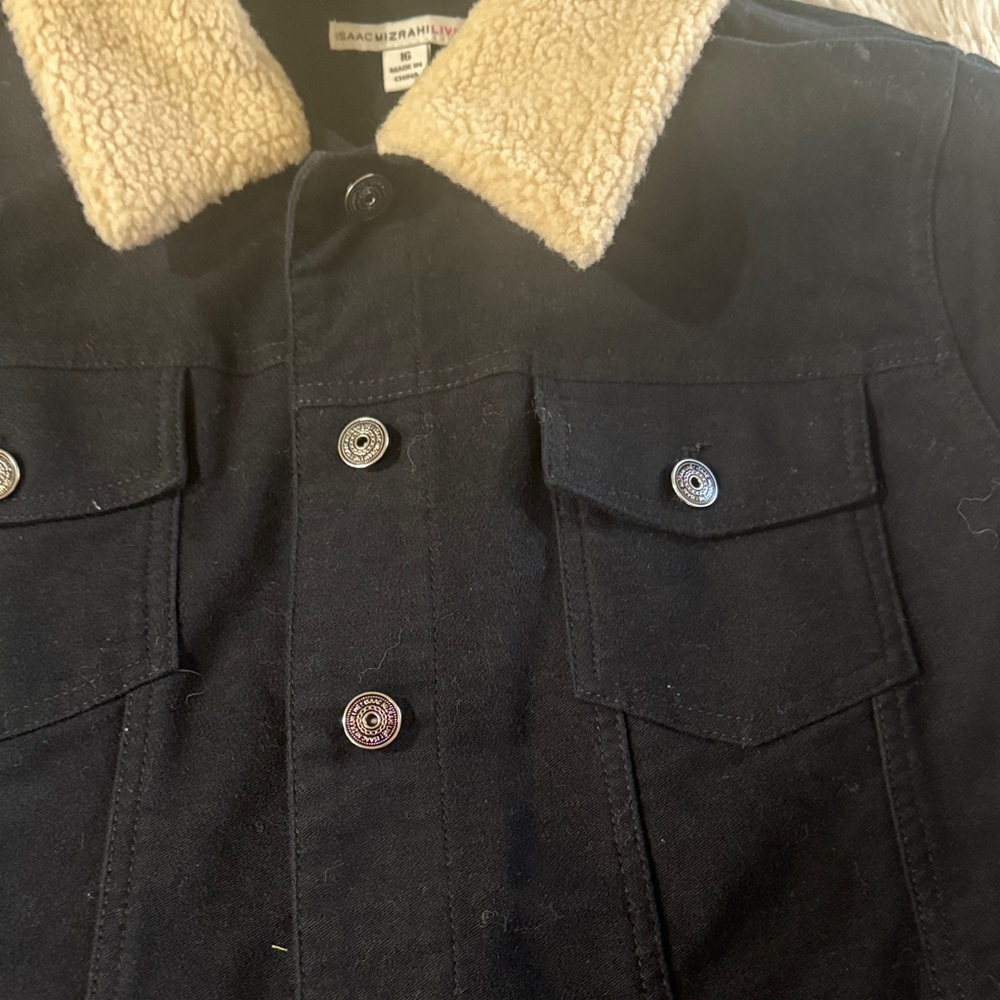 Isaac Mizrahi Black Jacket with Cream Collar